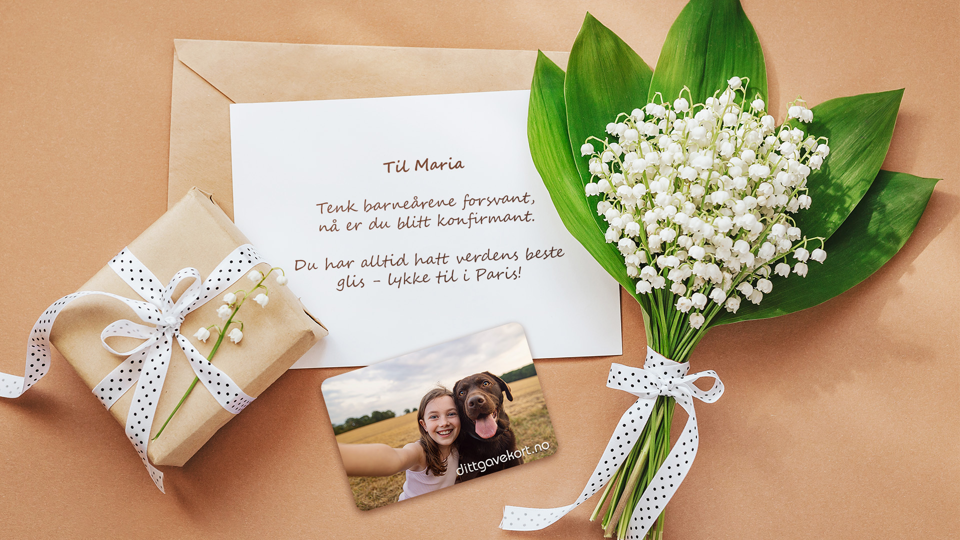 Kort til konfirmanten sammen med dittgavekort.no